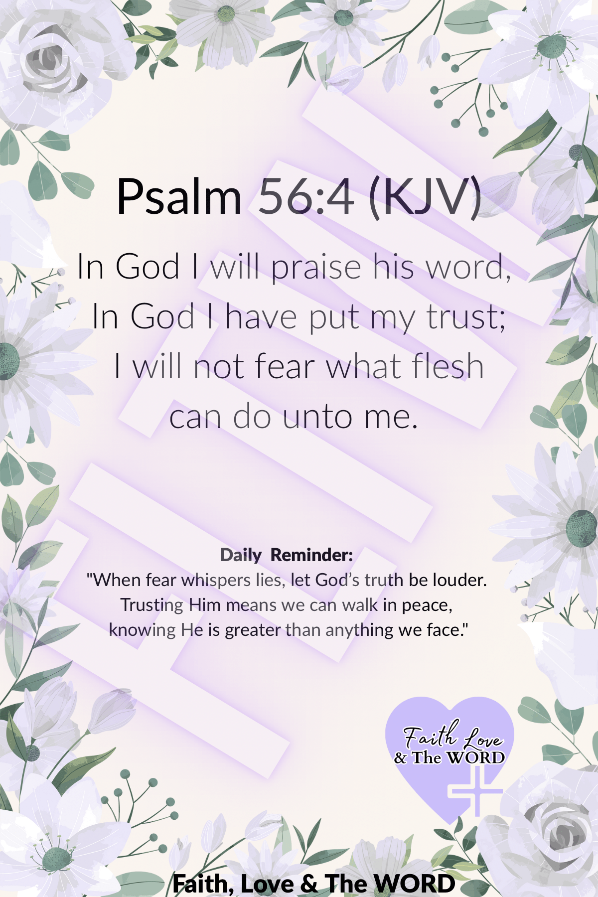 Faith Over Fear – Psalm 56:4 Scripture Printable - Printable Bible Verse Card | Faith Love & The Word