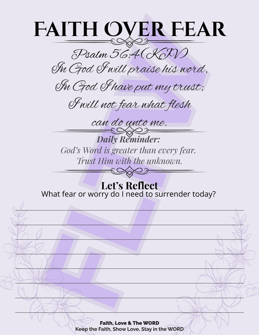 Faith Over Fear – Psalm 56:4 Scripture Journaling Page (Free Printable, KJV) - Printable Bible Verse Card | Faith Love & The Word
