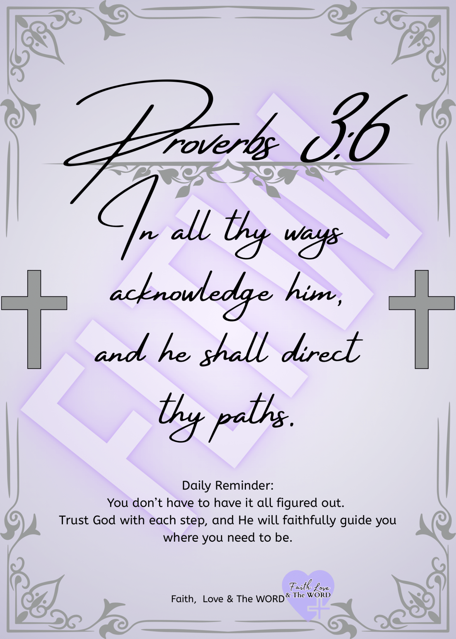Trust God’s Guidance – Proverbs 3:6 Scripture Printable - Printable Bible Verse Card | Faith Love & The Word